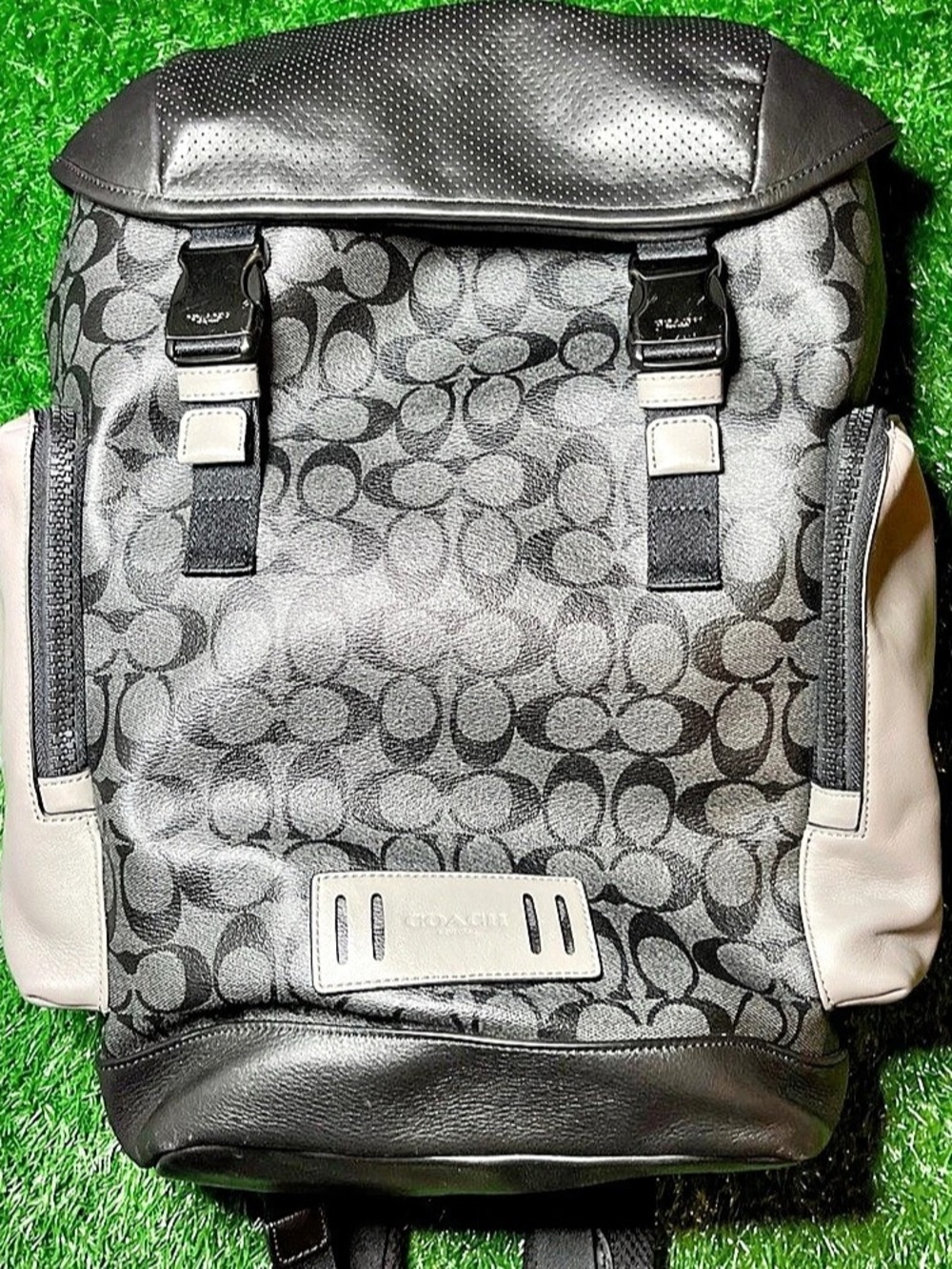 Coach League Ranger Backpack in Signature Canvas Black & Gray